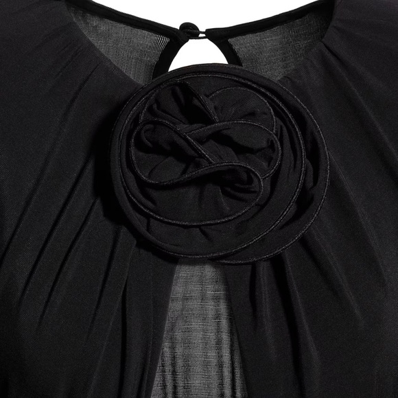 Magda Butrym x H&M viral black rose appliqué long sleeve jersey dress - XL - Picture 4 of 6